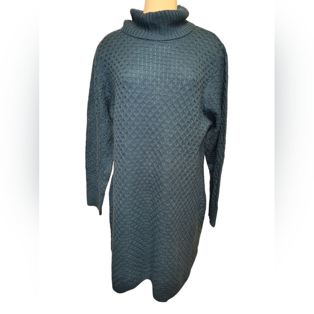 Terra & Sky Teal Long Sleeve Knit Dress 1X (16W-18W)